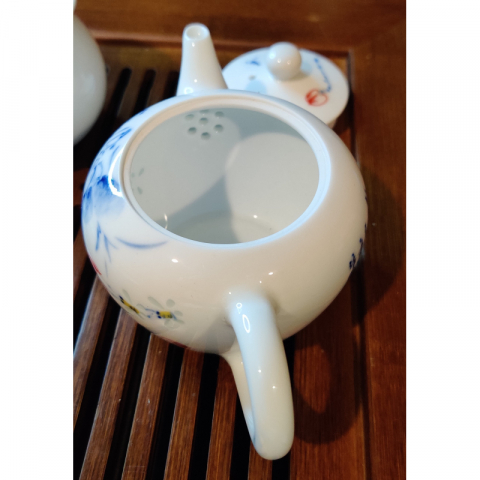 小蜜蜂 青花玲珑 纯手绘茶具