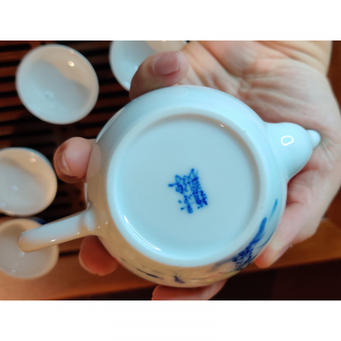 小蜜蜂 青花玲珑 纯手绘茶具